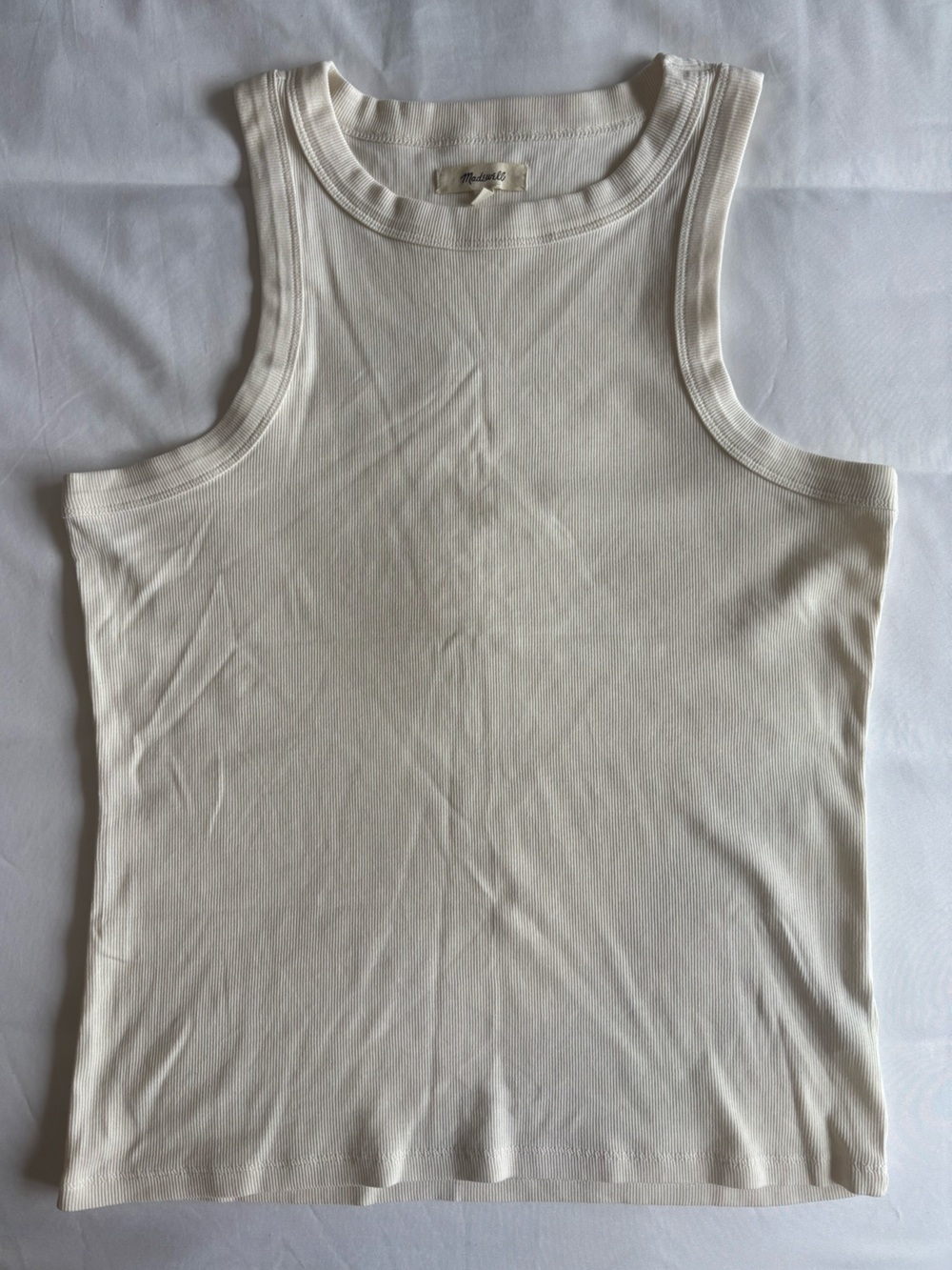 Madewell Ribbed Cream Tank Top XL Sleeveless Stretch Knit